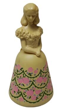Vintage Avon Yellow Floral Dress American Belle Cotillion Glass Perfume Bottle